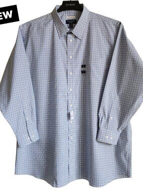 19 34/35 Traveler Dress Shirt Blue Check Traditional Fit Jos A Bank Traveler New